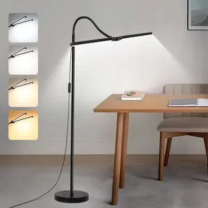 LED Floor Lamp, 18W/2000LM Bright Reading Floor Lamp for Office with Double Head, Adjustable Gooseneck Dimmable Modern Standing Light for Lash Extension Craft, Eye Caring Floor Lamps for Living Room - .com