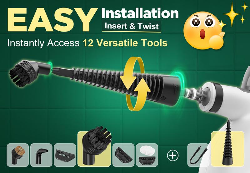 Phueut Pressurized Handheld Multi-Surface Natural Steam Cleaner with 12 pcs Replacement Parts , Multi-Purpose Steamer for Home Use, Kitchen and Car Phueut Pressurized Handheld Multi-Surface Natural Steam Cleaner with 12 pcs Replacement Parts , Multi-Purpose Steamer for Home Use, Kitchen and Car