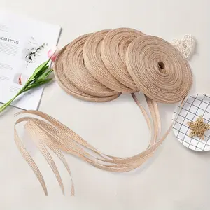 5 Pieces Burlap Ribbon for Gift Wrapping - 1/4 inch 10 Yard Natural Burlap Fabric Ribbon for Christmas Tree Flower Bouquet Wreaths Wedding Event Party Decoration Bow Maker Linen Woven Rustic Ribbons