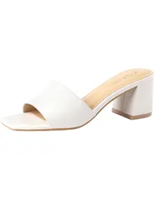 PIZZ ANNU Women's Square Elegant Open Toe Heels Sandals, Low Block Chunky Heel, Slip on Mules, Comfortable Casual Dress Pumps, Stylish & Trendy