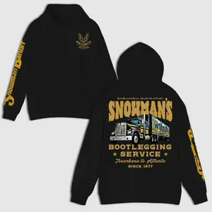 Snowman’s Bootlegging Service HoodieT-Shirt – Smokey & Bandit Inspired Two-Sided Sweatshirt – Retro Trucker Movie T-Shirt