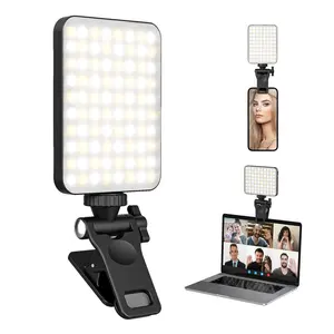 60 LED High Power Rechargeable Clip Fill Video Conference Light with Front & Back Clip, Adjusted 3 Light Modes, Portable Clip on Light for Tablet/Laptop, for Makeup, Selfie, Vlog