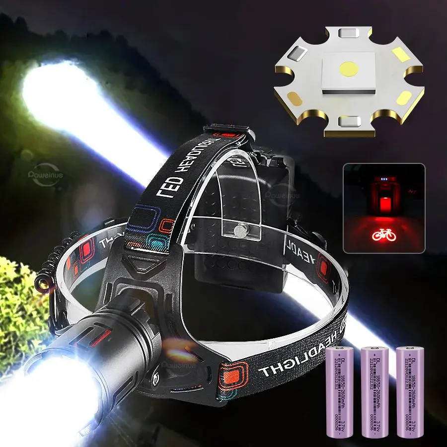Rechargeable Headlamp, Super Bright Cycling Headlight with Safety Warning Light, Outdoor Waterproof Headlight for Cycling, Mountaineering, Camping, Fishing Headlamps, Led Headlamp Rechargeable