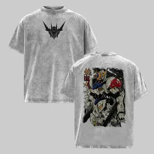 Gundam Barbatos Origin Retro Unisex Vintage Double Printed Heavyweight Cotton Oversized Wash Tee, Workout Clothes, Gym Workouts, Clothes for Daily Wear