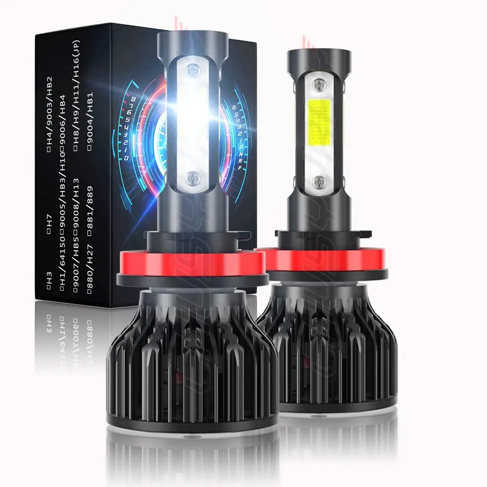 4 sides H11 H8 H9 H16 LED Headlight 6000K Low Beam Bulbs Conversion Kit Crystal White 2PCS Automotive