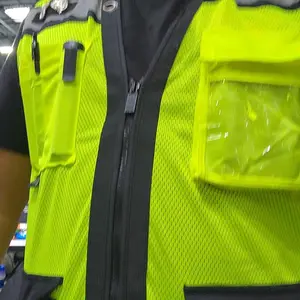 Superintendent Vest, High Visibility Reflective Safety, Mesh Safety Vest with Zipper and Multi pockets AMERICAN SIZE