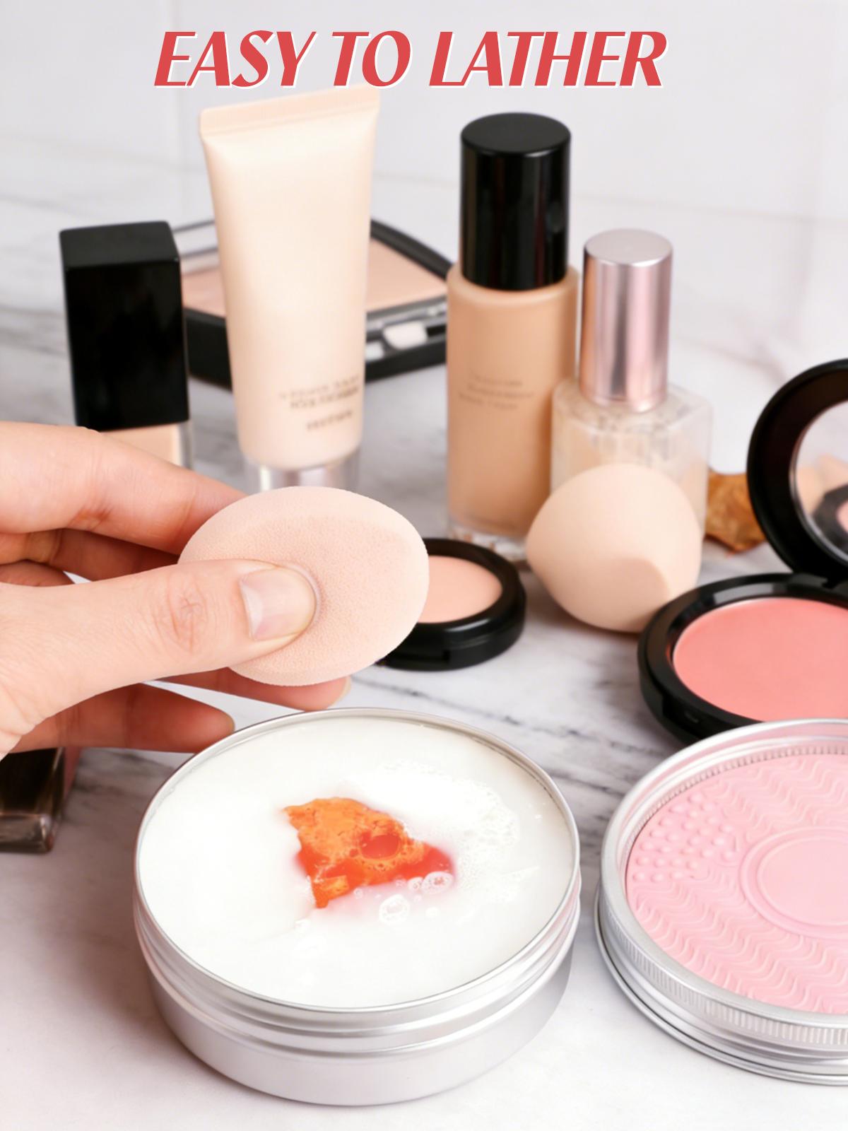 Makeup Brush Cleaner Soap with Silicone Cleaning Pad,Savon nettoyant pinceaux Solid brush cleaner