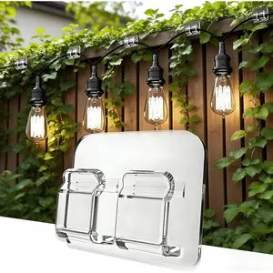 40 Pack Large Outdoor String Light Hooks - Reusable Waterproof Adhesive Clips, Damage-Free Clear Wire Holders for Patio Garden Christmas Garland Decoration & Cable Management