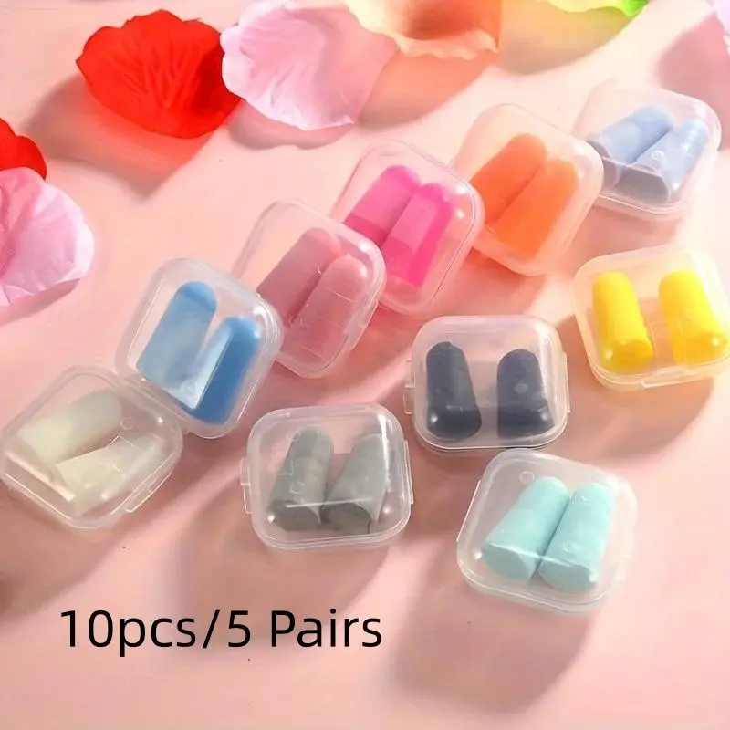 10pcs/5 Pairs - Sponge Silent Earbuds; Reusable; Suitable for Noisy Environments; Deep Sleep Multi-Purpose Waterproof Earplugs, Earplugs for Swimming, Earplugs for Sleeping
