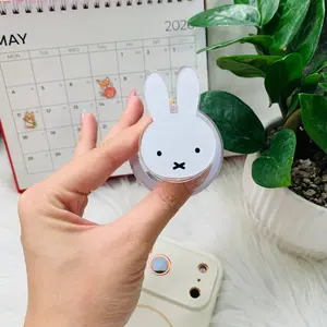 Cute Minimalist White Bunny Acrylic Phone Grip | Kawaii X Mouth Rabbit Character Griptok for Back of Case | Aesthetic Simple Cartoon Animal Smartphone Stand Holder | Sweet Birthday Gift for Teen Girls Girlfriend