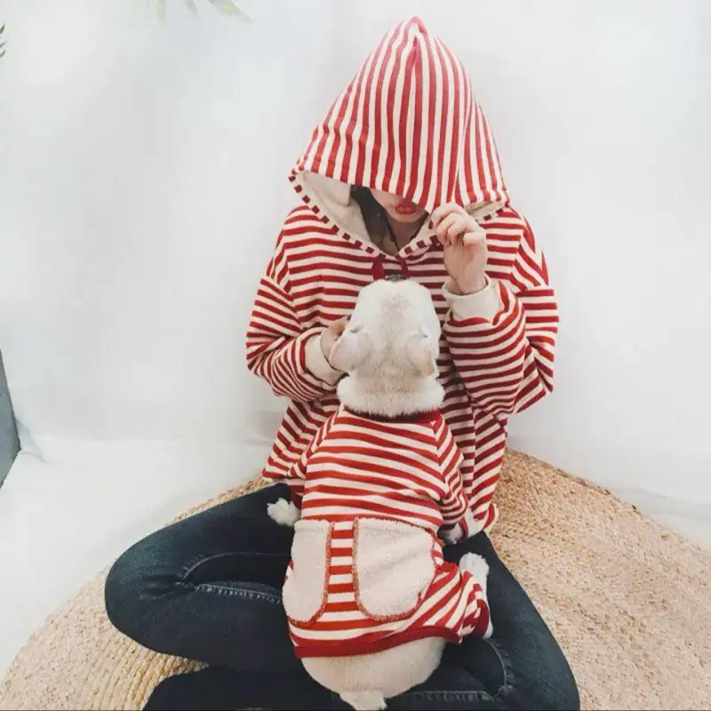 Striped Padded Sweater for Pet and Owner – Four-Legged Cozy Twinning Style (S–3XL Pet Sizes + One Size Adult Fit)