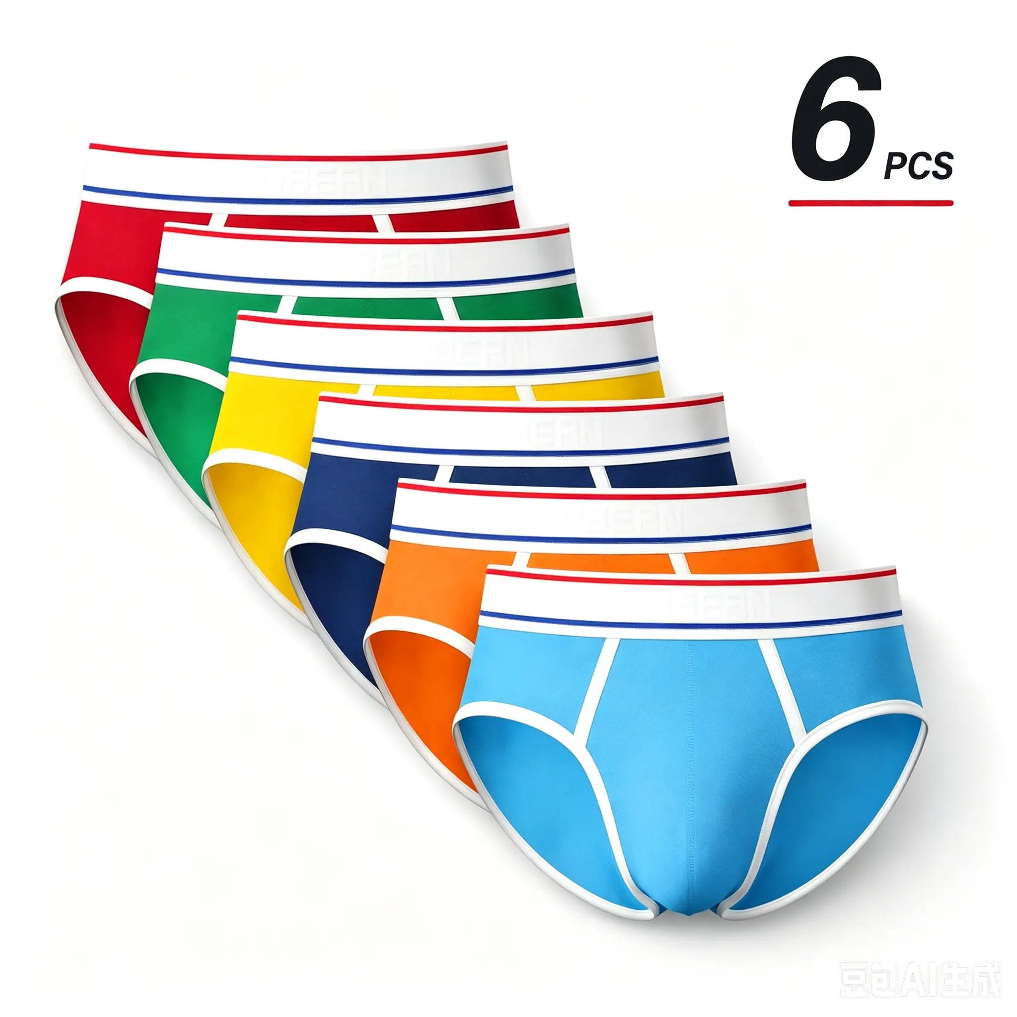 SEOBEAN Men's Briefs 6-Pack, Multicolor Breathable Cotton with ComfortSoft Elastic Belt, Tagless for All-Day Wear, 6Pack Multicolor, Elastic Belt Men's Briefs, Cotton Underwear, Menswear men low rise stylish
