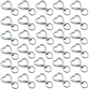 30 pcs hanging keychain accessories Heart Keychain Set with Spring Snap Hook Fashion Accessories