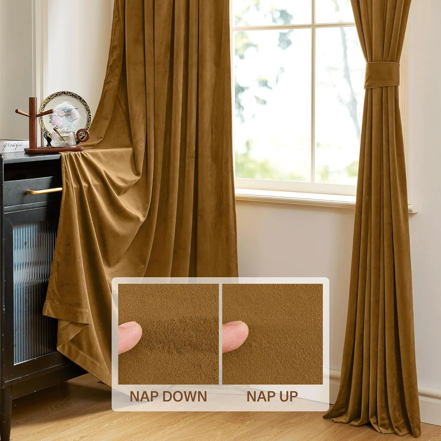 Gold Brown Velvet Curtains 96 inches for Living Room, Room Darkening Thermal Privacy Drapes for Door, Vintage Wall Backdrop for, W52 x L96, 2 Panels Gold Brown Velvet Curtains 96 inches for Living Room, Room Darkening Thermal Privacy Drapes for Door, Vintage Wall Backdrop for, W52 x L96, 2 Panels