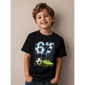 Soccer 67 Six Seven Funny Gen Alpha Meme Drip Novelty Aesthetic Graphic Kid T-Shirt Cute Kid T Shirts Street Style Tops Tees for Kid