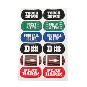1 3/4" Football Face Temporary Tattoo Sheets Assortment - 6 Pc.