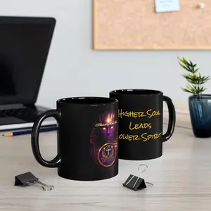 Ta'Seti Spiritual Soul 'Higher Soul Leads Lower Spirit 'Ceramic Mug | Amethyst Gold Medallion, 11oz 15oz