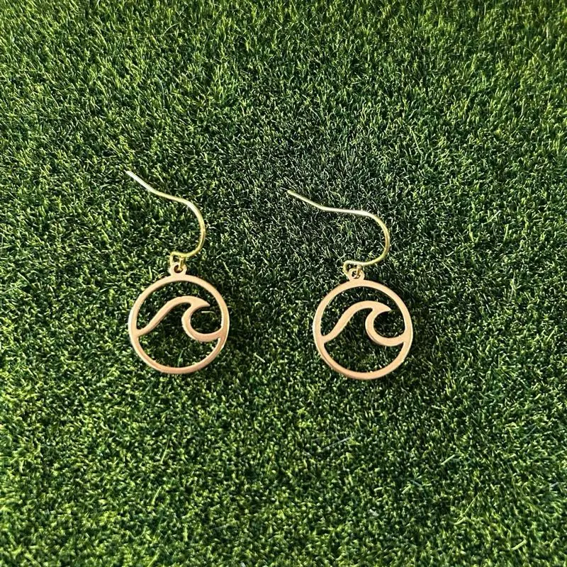 Stainless Steel Waterproof Golden Wave Nickel Free Dangle Earrings