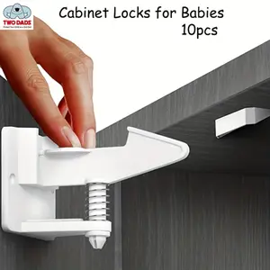 PrimPick 10 Baby cabinet Locks - 10 packs of child safety locks - Invisible adhesive baby protection drawer locks - Suitable for most cabinets and drawers - No drilling required for installation