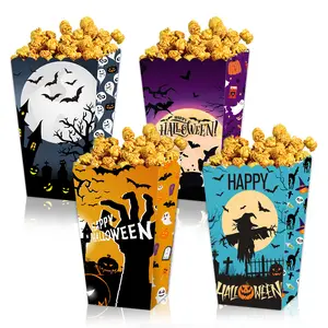 Halloween Party Supplies Set, 4-Piece Foldable Blood Hand Snack Boxes, Horror Decorations for Halloween Parties & Events