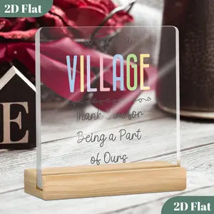 2D Flat, "It Takes A Village..." Thank You Plaque Heartfelt Award Gift for Daycare Teacher, Paraprofessional, Coach Classic Design with Base, Perfect for Christmas, Thanksgiving & Birthdays Gift