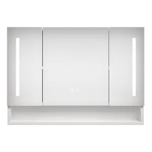 35 x 28 Inch LED Bathroom Medicine Cabinet Mirror, Aluminum Alloy Recessed or Surface Mount Smart Mirror Cabinet with Defogger, 3 Color Temperature Dimmable Light, Memory Function, Cosmetic Storage Rack