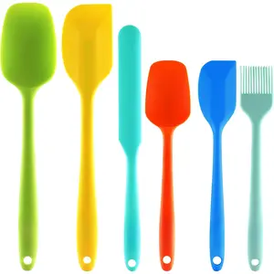 6 count  Spatulas,   Grade Heat Resistant Rubber Spatula Set, Kitchen Spatulas for Baking, Cooking and Mixing, , Dishwasher Safe (Set of 6, Multi Colors)