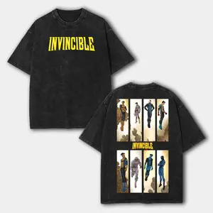Invincible War 2 Sides Shirt, Comics Conquest, Omni Man Hoodie, T-Shirt, Invincible SS3 TV Show Comics Shirt Menswear Top cotton unisex tee graphic Black Round Neck