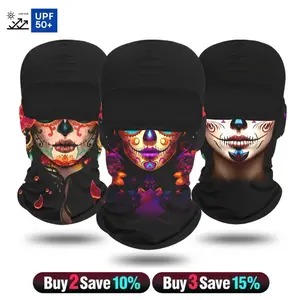 Day of the Dead Sugar Skull Face Mask, Breathable Summer Neck Gaiter for Men & Women, UV Protection, Cooling Fabric, Lightweight & Dustproof for Outdoor Sports, Festivals and Cycling