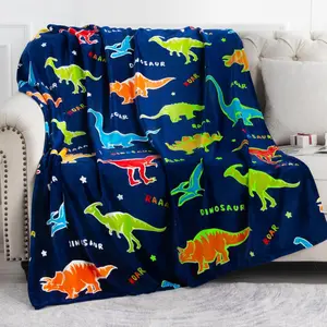 Dinosaur Gifts Toys for Boys Girls - Glow in The Dark Dino Blanket Best Christmas Birthday Valentines Easter Presents for Kids Age 1 to 10 Year Old Child Teen Toddler Soft Throw 50"x60"