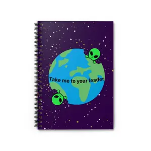 Alien-Themed Spiral Notebook, Take Me to Your Leader Quote, Journal for Space Lovers, Unique School Supplies, Gift for Sci-Fi Fans