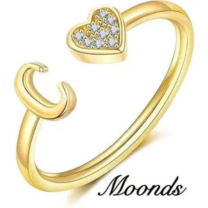 Gold ring, heart-shaped ring, micro-inlaid zircon, 26-letter ring, open ring, women's ring, women's jewelry, couple's gift