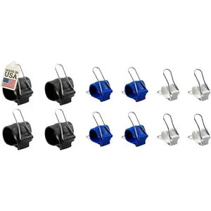 Reusable Garden & Cable Clips – Indoor/Outdoor Clamp Holders for Plants, Cords, Wires, String Lights, Trellis & Décor, Multi-Size 12 Pack (4 Small White, 4 Medium Blue, 4 Large Black)