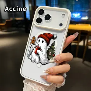 Magnetic Phone case for iPhone 17 16  Pro Max Plus 15 14 13 12 11 Air E Ghost's Christmas Delight Pattern Non-Yellowing Shockproof Soft Silicone Transparent Acrylic Cover Supports Wireless Charging