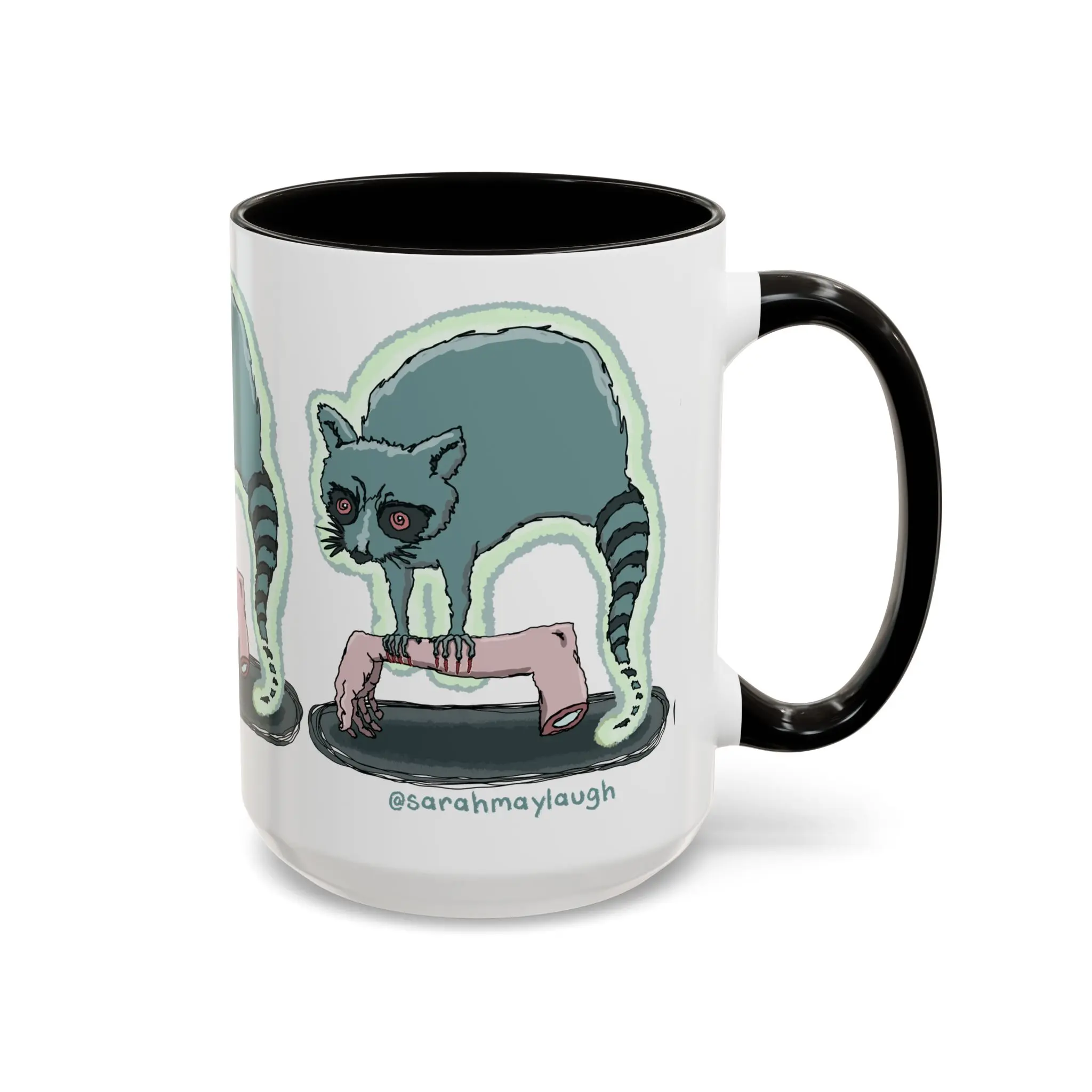 Ghost Raccoon Mug With Colorful Handle (11oz, 15oz)