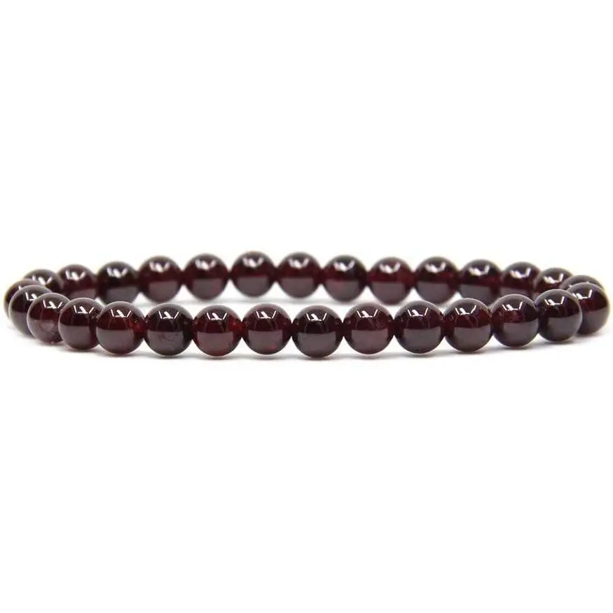 Natural A Grade Red Garnet Gemstone 6mm Round Beads Stretch Bracelet 7" Unisex