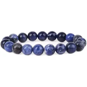 Natural Blue Sodalite Gemstone 10mm Round Beads Stretch Bracelet 7" Unisex