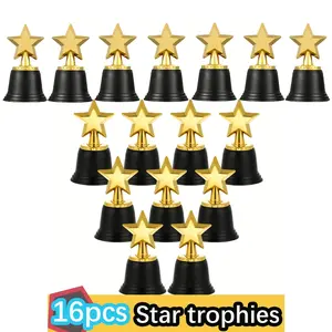 16pcs Star Trophy Plastic Mini Awards, Student Competition Prizes, Creative Party Honor Stars, Small Plastic Trophies for Events