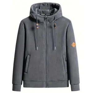 Thermal Fleece Jacket for Men - Windproof & Water-Resistant Fleece Jackets with Hood, Full Zip, Pockets, and Soft Brushed Lining for Knit Coats