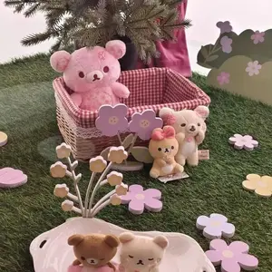 Rilakkuma Sakura Floral Bear Plush Toy Soft Stuffed Cuddly Sleeping Hug Pillow Home Decoration Birthday Gift For Adult Women