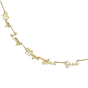 FF0014 New Store Opening |   Free Shipping | Mom Jewelry with Kids Names Multiple Names Custom Cut Necklace Personalized Gift Stainless Steel Letter Necklace For Mother's Day Anniversary Valentine's Day | Custom pendant