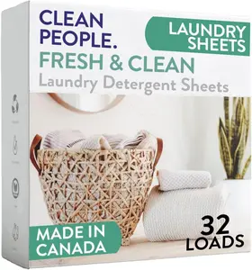 The Clean People Laundry Detergent Sheets - Laundry Soap - Ultra Concentrated, Recyclable Packaging, Stain Fighting - Fresh Scent, 32 Pack THE CLEAN PEOPLE