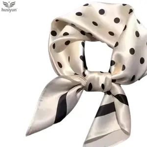 Elegant Polka Dot Satin Rectangular Scarf, Double-Layer Neck Scarf for Women, Versatile Head Wrap, Handbag Accessory