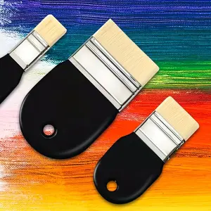 3pcs Flat Brush Set, Acrylic Oil Paint Brushes, Nylon Bristle, Ideal for Artists Students, Watercolor & Clear Coat Painting Tools
