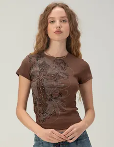 FULL TILT Y2K Rhinestone Womens Baby Tee