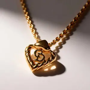Pre-owned Dior Vintage Style Heart CD Logo Pendant Necklace Style D07, Luxury Women's Jewelry