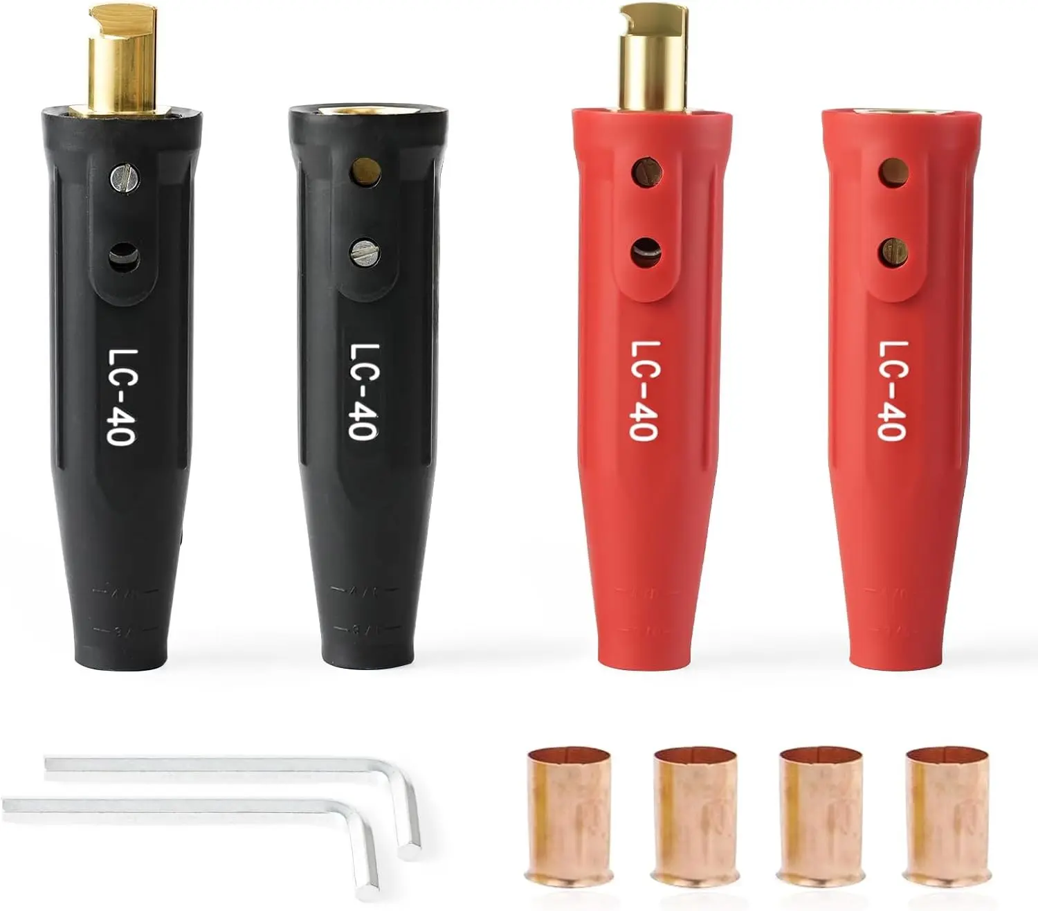 LC40 Welding Cable Connector Set Black & Red 2-Set | Male and Female for 1/0 Thru 2/0 Cable Capacity 350 Amp 50-70 SQ-MM