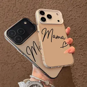 Mama Script Heart Phone Case, Minimalist Mom iPhone Cover, Clear Frosted Mother's Day Gift, Glossy Case For iPhone 17 Pro Max 16 Plus 15 14 13 Mini 12 11, Samsung Galaxy S25