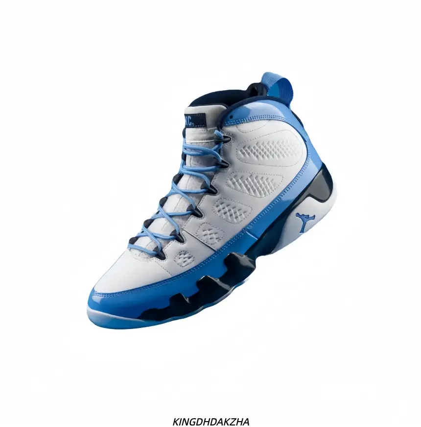 Men White and Blue High Top Basketball Sneakers Retro Athletic Sports Shoes
