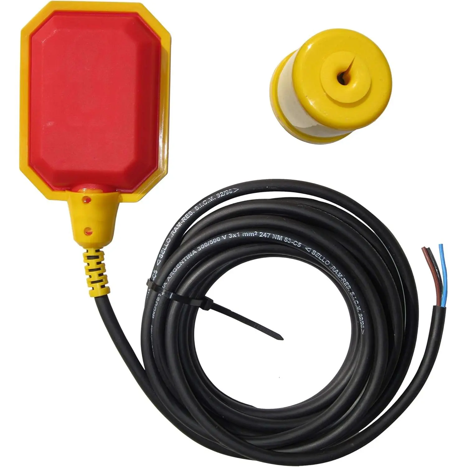 Float  for  Pump - 16-Foot Water Level Sensor with Honeywell Microswitch and Adjustable Tether Length for Ground Water Bilge Pump and Water Tank - Non-Corrosive PP Casing, Rated to 13 Amps